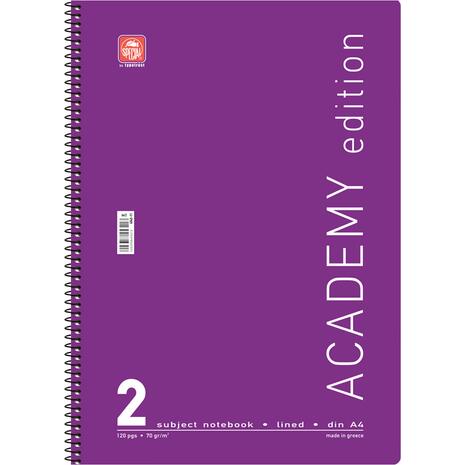 Τετράδιο σπιράλ Typotrust Academy A4 2 θεμάτων 120 σελίδες (διάφορα χρώματα)