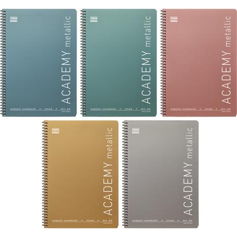 Τετράδιο σπιράλ Typotrust Academy Metallic A4 2 Θεμάτων ριγέ 60φ