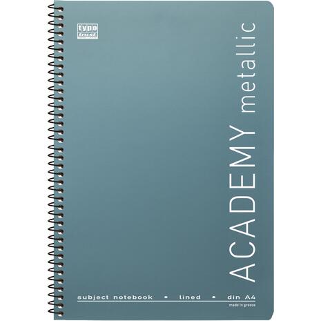 Τετράδιο σπιράλ Typotrust Academy Metallic A4 2 Θεμάτων ριγέ 60φ