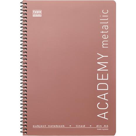 Τετράδιο σπιράλ Typotrust Academy Metallic A4 2 Θεμάτων ριγέ 60φ
