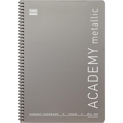 Τετράδιο σπιράλ Typotrust Academy Metallic A4 2 Θεμάτων ριγέ 60φ