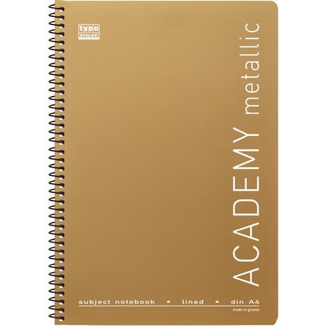 Τετράδιο σπιράλ Typotrust Academy Metallic A4 2 Θεμάτων ριγέ 60φ