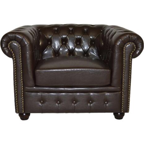 ΣΕΤ ΣΑΛΟΝΙ 2ΘΕΣΙΟ & 3ΘΕΣΙΟ & ΠΟΛΥΘΡΟΝΑ CHESTERFIELD ΣΚΟΥΡΟ ΚΑΦΕ
