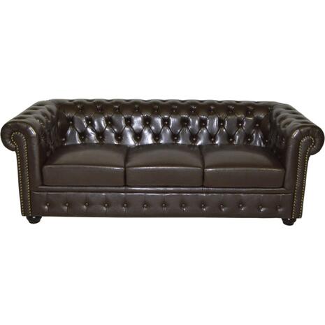 ΣΕΤ ΣΑΛΟΝΙ 2ΘΕΣΙΟ & 3ΘΕΣΙΟ & ΠΟΛΥΘΡΟΝΑ CHESTERFIELD ΣΚΟΥΡΟ ΚΑΦΕ