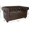 ΣΕΤ ΣΑΛΟΝΙ 2ΘΕΣΙΟ & 3ΘΕΣΙΟ & ΠΟΛΥΘΡΟΝΑ CHESTERFIELD ΣΚΟΥΡΟ ΚΑΦΕ