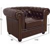 ΣΕΤ ΣΑΛΟΝΙ 2ΘΕΣΙΟ & 3ΘΕΣΙΟ & ΠΟΛΥΘΡΟΝΑ CHESTERFIELD ΣΚΟΥΡΟ ΚΑΦΕ