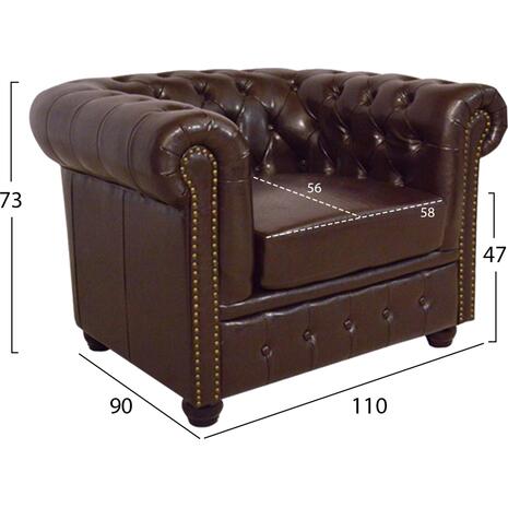 ΣΕΤ ΣΑΛΟΝΙ 2ΘΕΣΙΟ & 3ΘΕΣΙΟ & ΠΟΛΥΘΡΟΝΑ CHESTERFIELD ΣΚΟΥΡΟ ΚΑΦΕ