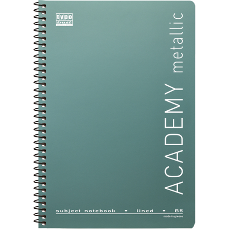 Τετράδιο σπιράλ Typotrust Academy Metallic 2 θεμάτων 17x25cm