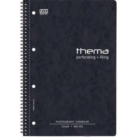 Τετράδιο σπιράλ Typotrust Thema (Πρεσπάν)  A4 5 Θεμάτων ριγέ 150φ (διάφορα χρώματα)