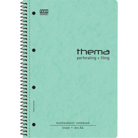 Τετράδιο σπιράλ Typotrust Thema (Πρεσπάν)  A4 5 Θεμάτων ριγέ 150φ (διάφορα χρώματα)