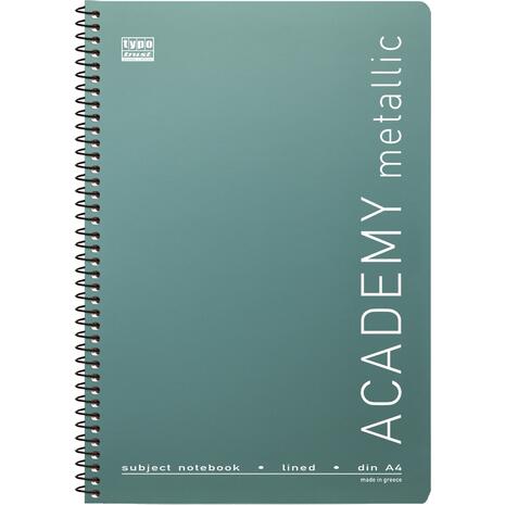 Τετράδιο σπιράλ Typotrust Academy Metallic A4 4 Θεμάτων ριγέ 120φ
