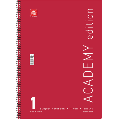 Τετράδιο σπιράλ Typotrust Academy A4 1 θέμα (διάφορα κλασικά χρώματα)