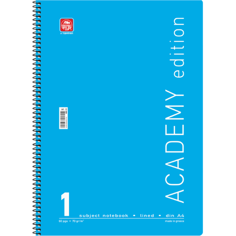 Τετράδιο σπιράλ Typotrust Academy A4 1 θέμα (διάφορα κλασικά χρώματα)
