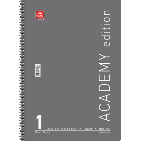Τετράδιο σπιράλ Typotrust Academy A4 1 θέμα (διάφορα κλασικά χρώματα)