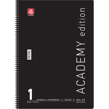 Τετράδιο σπιράλ Typotrust Academy A4 1 θέμα (διάφορα κλασικά χρώματα)
