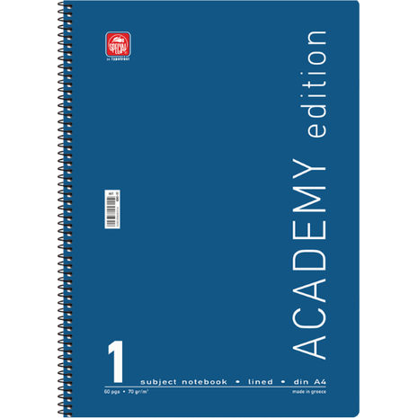 Τετράδιο σπιράλ Typotrust Academy A4 1 θέμα (διάφορα κλασικά χρώματα)