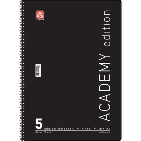 Τετράδιο σπιράλ Typotrust Academy A4 5 θεμάτων (διάφορα κλασικά χρώματα)