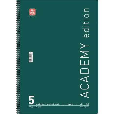Τετράδιο σπιράλ Typotrust Academy A4 5 θεμάτων (διάφορα κλασικά χρώματα)