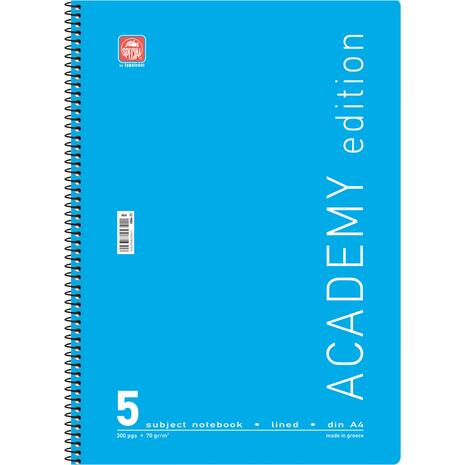 Τετράδιο σπιράλ Typotrust Academy A4 5 θεμάτων (διάφορα κλασικά χρώματα)