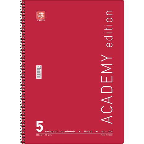 Τετράδιο σπιράλ Typotrust Academy A4 5 θεμάτων (διάφορα κλασικά χρώματα)