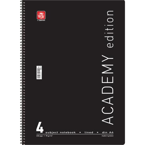 Τετράδιο σπιράλ Typotrust Academy A4 4 θεμάτων (διάφορα κλασικά χρώματα)