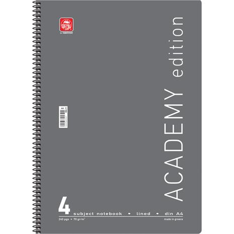 Τετράδιο σπιράλ Typotrust Academy A4 4 θεμάτων (διάφορα κλασικά χρώματα)