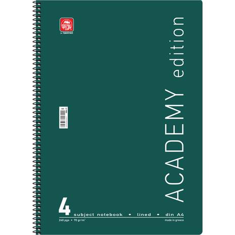 Τετράδιο σπιράλ Typotrust Academy A4 4 θεμάτων (διάφορα κλασικά χρώματα)