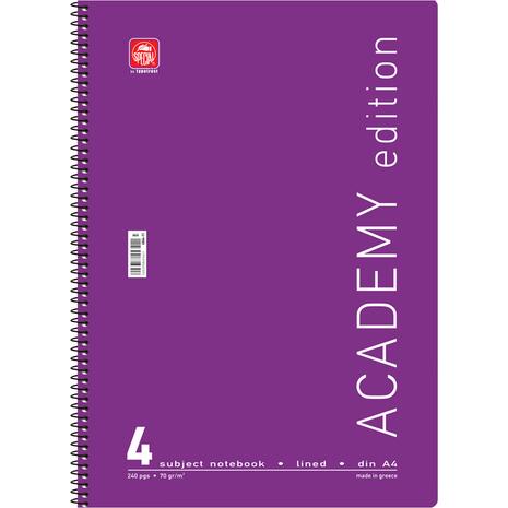 Τετράδιο σπιράλ Typotrust Academy A4 4 θεμάτων (διάφορα κλασικά χρώματα)