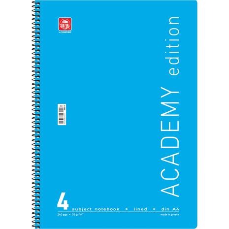 Τετράδιο σπιράλ Typotrust Academy A4 4 θεμάτων (διάφορα κλασικά χρώματα)