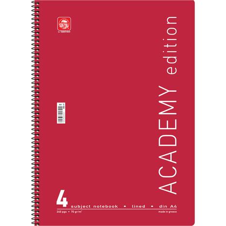 Τετράδιο σπιράλ Typotrust Academy A4 4 θεμάτων (διάφορα κλασικά χρώματα)