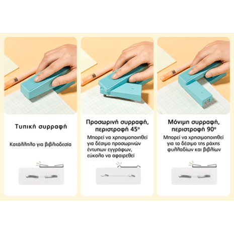 Συρραπτικό Χειρός Περιστρεφόμενο 360ο Nusign Deli 20 Φύλλων (24/6 & 26/6) Ροζ
