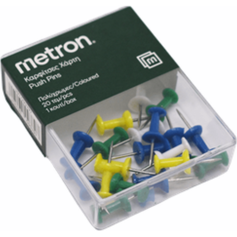 Πινέζες πίνακα Metron με χοντρό κεφάλι (κουτάκι 20 τεμαχίων)
