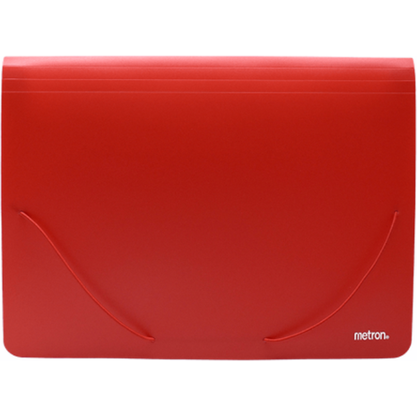 Γραμματιοθήκη με λάστιχο 12 θέσεων Metron Classic Collection PP A4  Κόκκινο