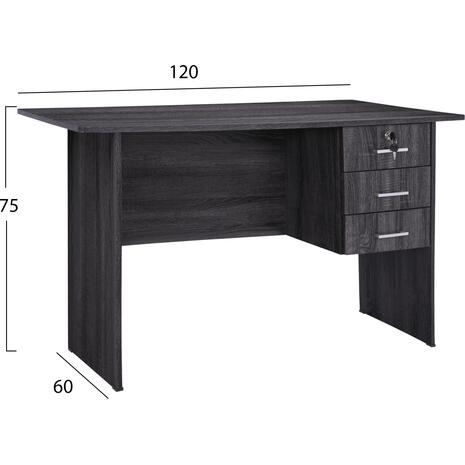 ΓΡΑΦΕΙΟ ΜΕ 3 ΣΥΡΤΑΡΙΑ HAYDEN HM2268.01 ΜΕΛΑΜΙΝΗ ΣΕ ΑΝΘΡΑΚΙ ΧΡΩΜΑ 120x60x75Υεκ