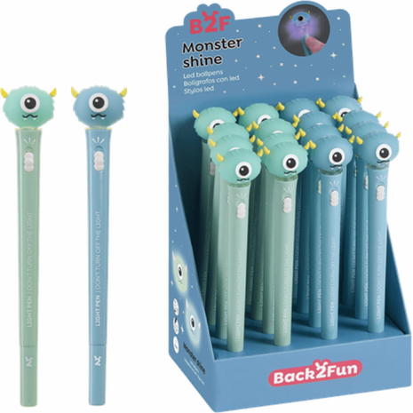 Στυλό διαρκείας BACK2FUN Shine Monster με καπάκι led 1.00mm
