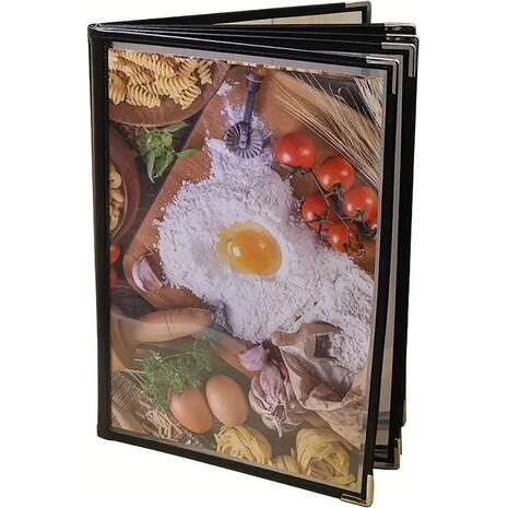 Τιμοκατάλογος (menu) PVC μαύρο 14x21cm A5 για 4 σελίδες