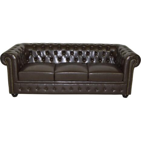 ΣΕΤ ΣΑΛΟΝΙ 2/ΘΕΣΙΟ & 3/ΘΕΣΙΟ CHESTERFIELD ΣΚΟΥΡΟ ΚΑΦΕ