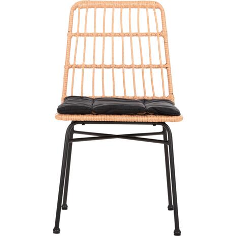 ΚΑΡΕΚΛΑ ALLEGRA HM5705.11 ΜΑΥΡΗ ΜΕΤΑΛΛΙΚΗ ΜΕ ΜΑΞΙΛΑΡΙ-WICKER ΜΠΕΖ 46,5x50x85Υεκ.