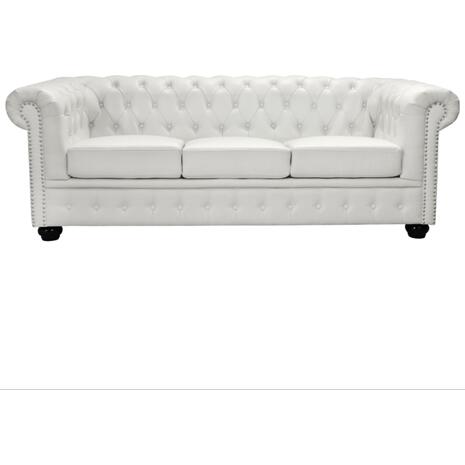 ΚΑΝΑΠΕΣ 3ΘΕΣΙΟΣ T.CHESTERFIELD HM3009.02 ΤΕΧΝΟΔΕΡΜΑ ΛΕΥΚΟ ΜΑΤ 208x90x73 εκ.