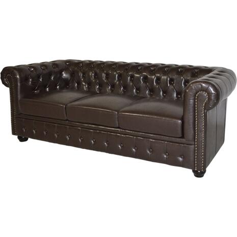ΚΑΝΑΠΕΣ 3ΘΕΣΙΟΣ T.CHESTERFIELD HM3009.01 ΤΕΧΝΟΔΕΡΜΑ ΣΚΟΥΡΟ ΚΑΦΕ 208x90x73Υ εκ.