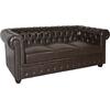 ΚΑΝΑΠΕΣ 3ΘΕΣΙΟΣ T.CHESTERFIELD HM3009.01 ΤΕΧΝΟΔΕΡΜΑ ΣΚΟΥΡΟ ΚΑΦΕ 208x90x73Υ εκ.
