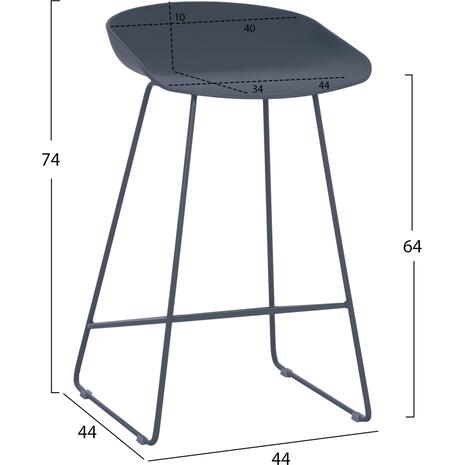 ΣΚΑΜΠΟ ΜΠΑΡ ΜΕΣ. ΥΨΟΥΣ NAILA HM9299.10 ΜΕΤΑΛΛΟ & ΠΟΛΥΠΡΟΠΥΛΕΝΙΟ ΑΝΘΡΑΚΙ 44x44x74Yεκ (σετ 2 τεμαχίων)