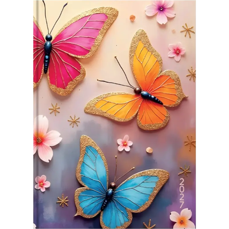Ημερολόγιο ημερήσιο 2027 Contax Butterflies σκληρόδετο 10x14cm - 56507