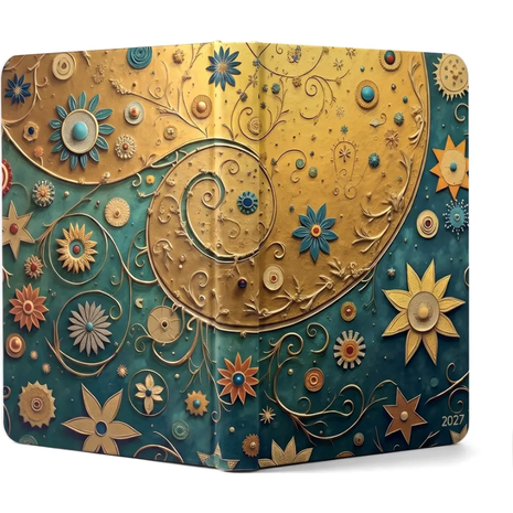 Ημερολόγιο ημερήσιο 2027 Contax Metallic Flowers σκληρόδετο 14x21cm - 57727