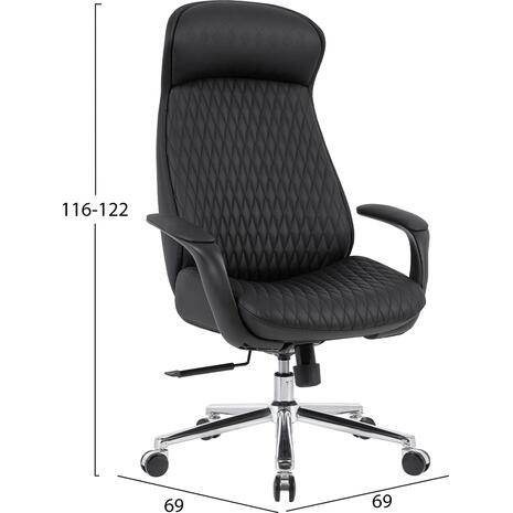 ΚΑΡΕΚΛΑ ΓΡΑΦΕΙΟΥ PREMIUM VELUM HM1233.01 ΜΑΥΡΟ PU--ΒΑΣΗ ΧΡΩΜΙΟΥ 71x69x116-122Υεκ.