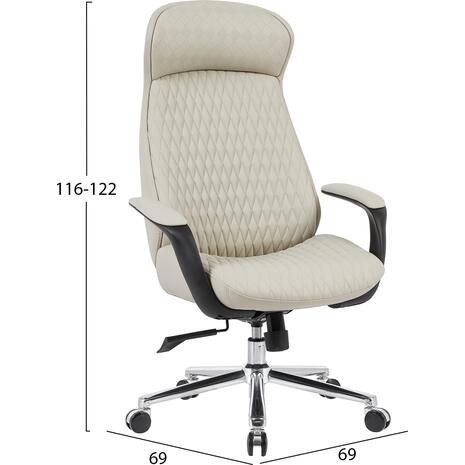 ΚΑΡΕΚΛΑ ΓΡΑΦΕΙΟΥ PREMIUM VELUM HM1233.02 ΜΠΕΖ PU--ΒΑΣΗ ΧΡΩΜΙΟΥ 71x69x116-122Υεκ.