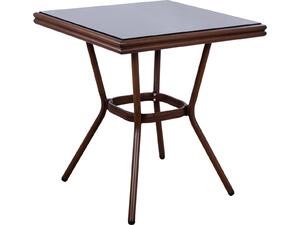 ΤΡΑΠΕΖΙ ΑΛΟΥΜΙΝΙΟΥ HARLOW 70X70X76Υ ΜΕ ΟΨΗ BAMBOO HM5568.03 ΚΑΦΕ ΜΕ ΓΥΑΛΙ