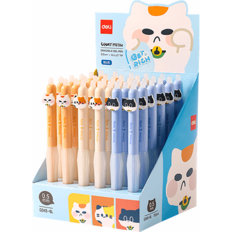 Στυλό gel Deli Lucky Cat erasable 0.5mm μπλε (διάφορα σχέδια) (Μπλε)