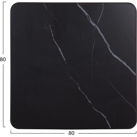 ΕΠΙΦΑΝΕΙΑ ΤΡΑΠΕΖΙΟΥ SINTERED STONE HM6655.03 BLACK MARBLE--ΠΛΑΙΣΙΟ ALU ΜΑΥΡΟ 80x80εκ.