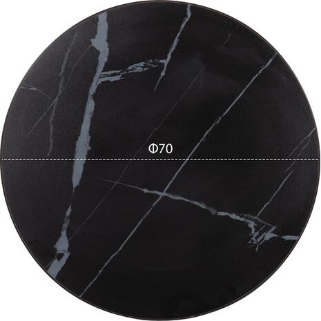 ΕΠΙΦΑΝΕΙΑ ΤΡΑΠΕΖΙΟΥ SINTERED STONE HM6653.03 BLACK MARBLE--ΠΛΑΙΣΙΟ ALU ΜΑΥΡΟ Φ70εκ.